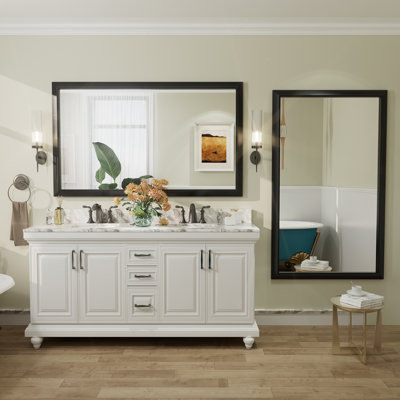 Amara Tempered Glass and Aluminum Alloy Framed French Cleat Mounted Wall Mirror