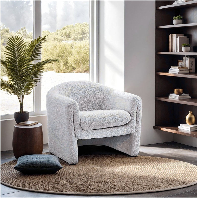 Fauteuil d'appoint contemporain de conception compacte en forme de U en tissu Boucle