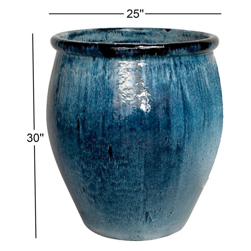 Pot de fleurs en céramique Blasdell, Bleu, 30" H x 25" W x 25" D