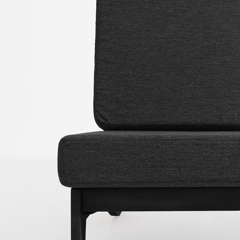 Ensemble de conversation d'extérieur en bois massif avec causeuse et table d'appoint Polett, Gris foncé, Noir