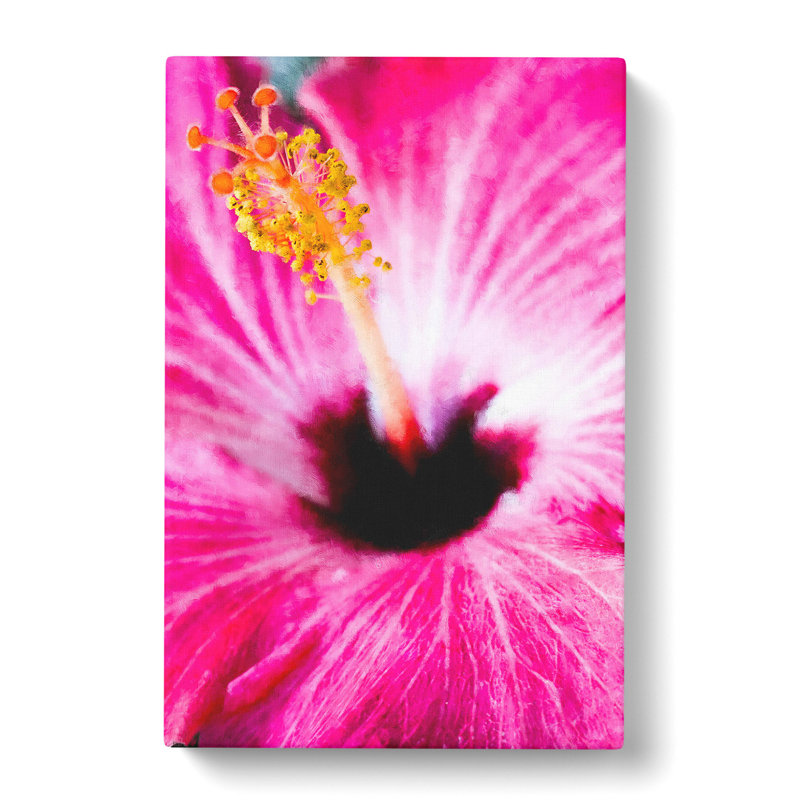 A Pink Flower - Wrapped Canvas Painting, 60cm H x 40cm W x 3cm D
