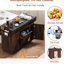 Îlot de cuisine avec rangement pour poubelles, abattant pliable, tablette réglable, support à épices, tablettes à roulettes, support - brun