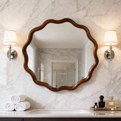 Miroir d'appoint 24 po en bois massif avec cadre irrégulier