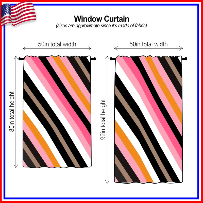 Rideaux diagonaux multicolores à rayures, voilages et rideaux occultant - 1 panneau, 50 po x 92 po - 1 panneau, Blocage