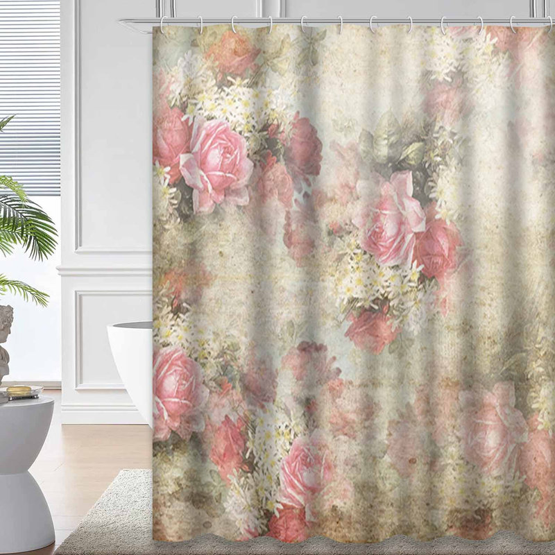 Fleurs rétro vintage à motif de fleurs grunge avec 12 crochets, L 72 po x l 72 po
