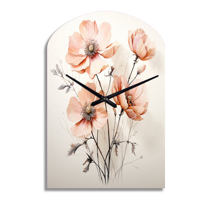 Faira - Arch Shape Large Pink Wall Clock Sculpture, Moyenne