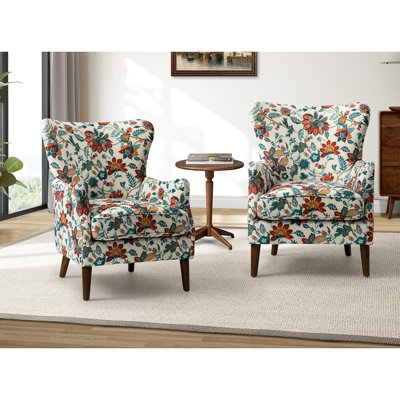 Alayzhia 28.5W Traditional Upholstered Armchair with Wingback Design Set of 2
