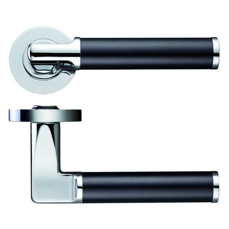 Milan Latch Door Handle, Polished Chromed/Matt Black