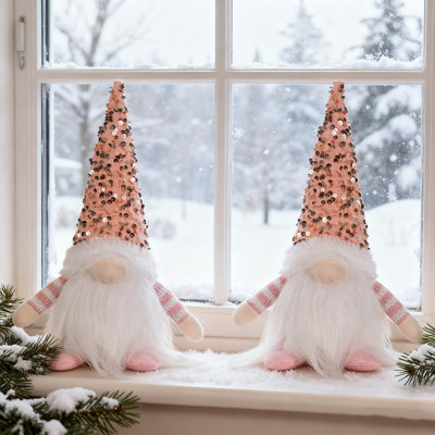 2PCS LED Plush Christmas Gnome with Light Up Hat & Beard - 12" Battery Operated Festive Decor for Home, Tabletop, Mantel - Xmas Ornaments for Indoor Holiday Decorations
