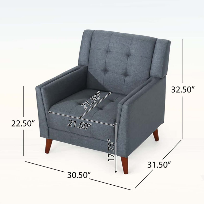 Fauteuil moderne avec surpiqûres gaufrées et pieds en bois, Gris foncé