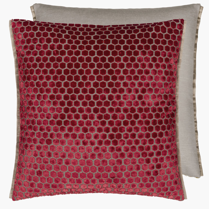 Jabot Velvet Decorative Pillow, 22" H x 22" W, Pimento Geometric