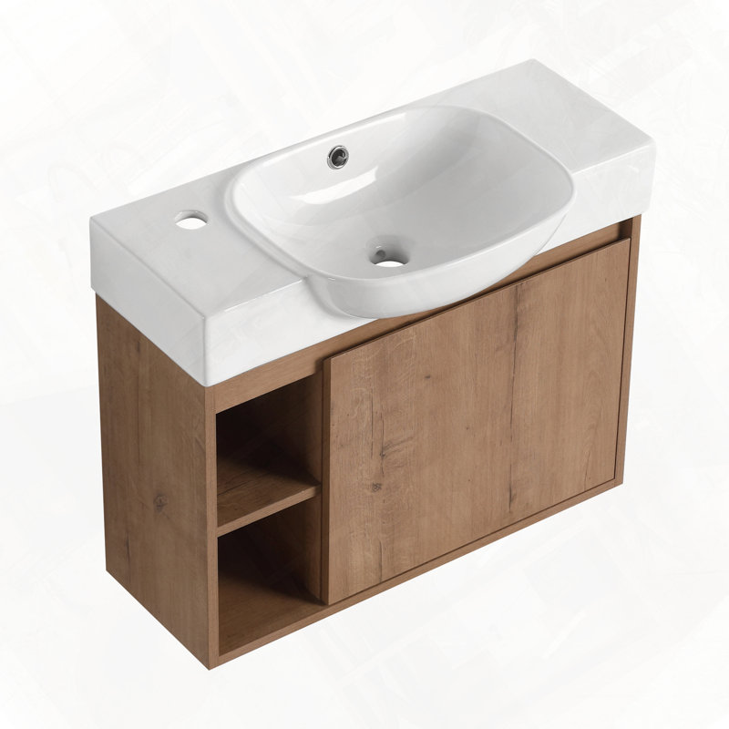 Meuble-lavabo mural avec évier en céramique
