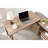 L-Shaped Workstation With Storage Credenza, Sliding Barn Door, Reversible Design, And Hazelnut Finish For Home Office-667108540