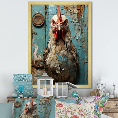 Farmhouse grange coq portrait III - Poulet, art mural