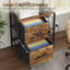 2 Drawers File Cabinet with Charging Station and Storage