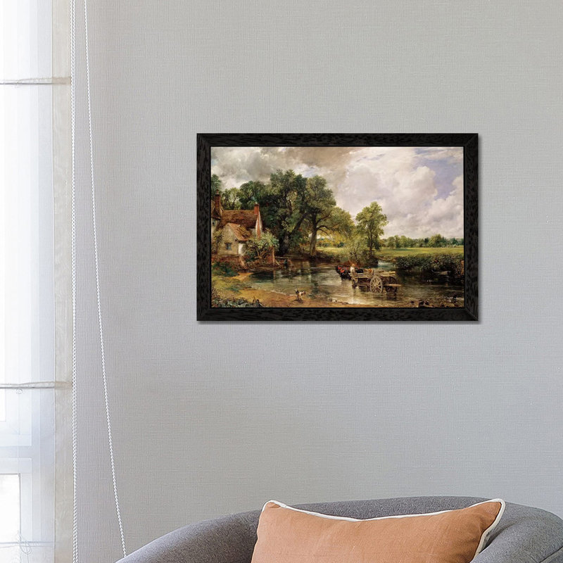 The Hay Wain, 1821 by John Constable - Floater Frame Print on Canvas, 66.04cm H x 101.6cm W, Black