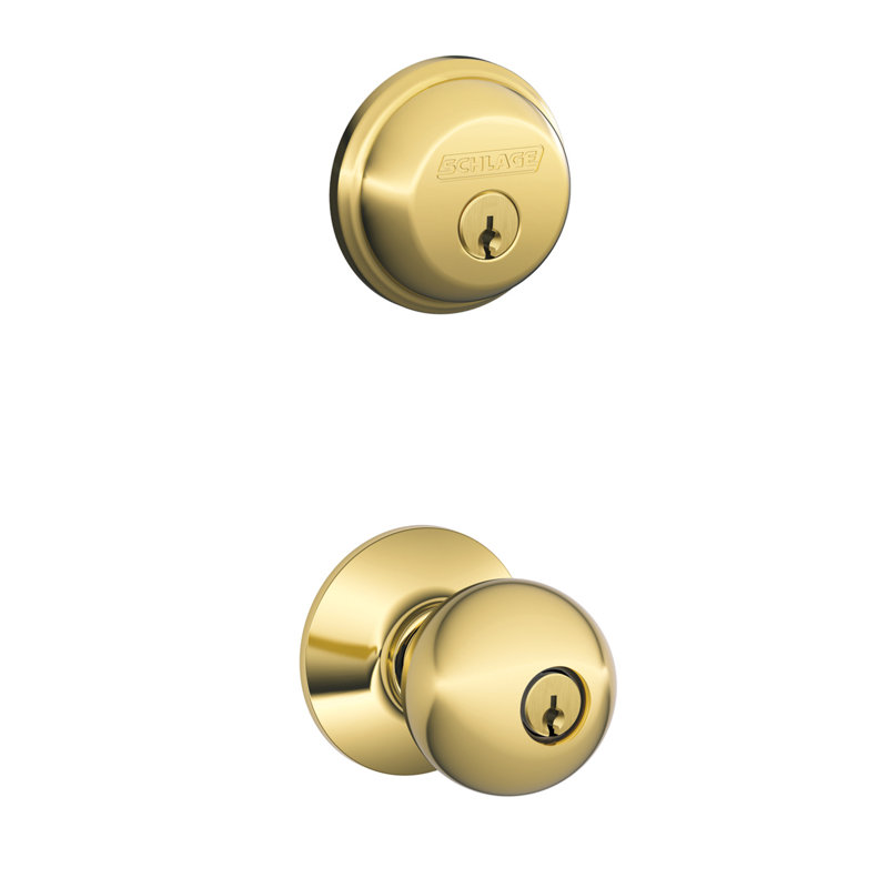 Orbit Entry Knob Set with Deadbolt, Bright Brass