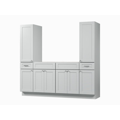 Ensemble de meuble-lavabo double 78 po avec armoire en lin massif Disar