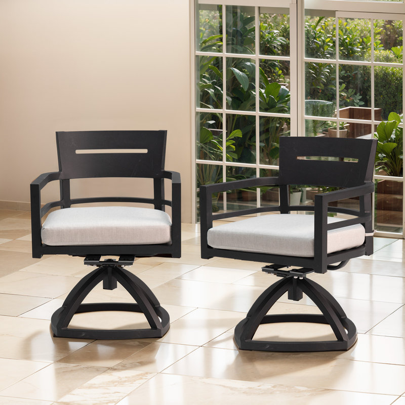 Chaise de salle à manger pivotante d'extérieur en aluminium avec coussin Sunbrella