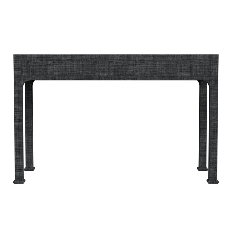 Chatham Raffia and Wood 2- Drawer Desk, Charcoal Gray