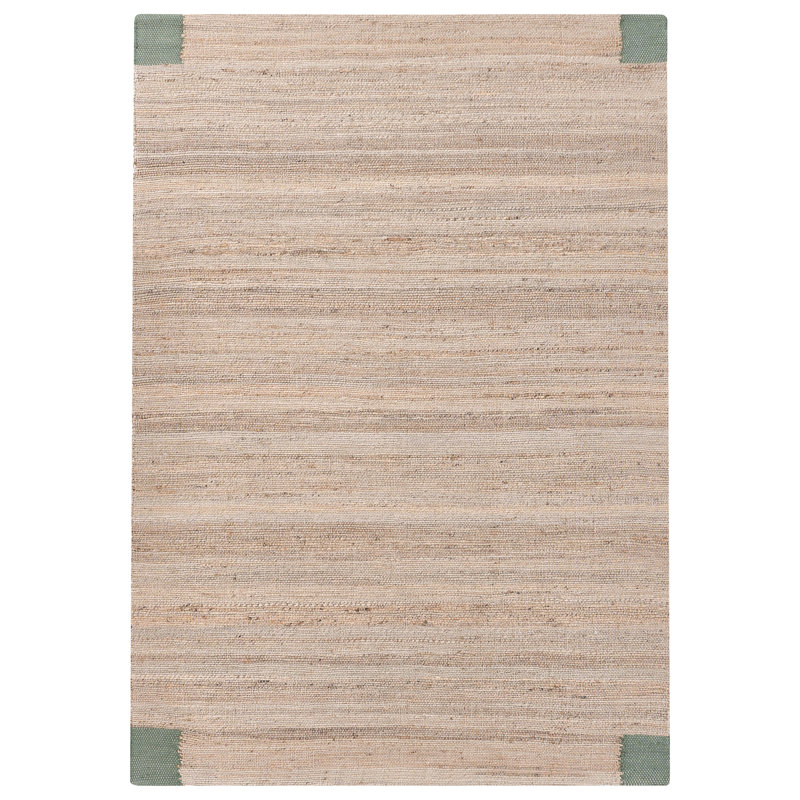 Rug AMRAVATI Light Beige Jute, Rectangle 160 x 230 cm, Beige/Green