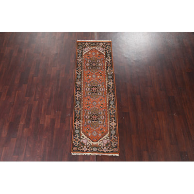 One-of-a-Kind 2'6" x 7'8" New Age Runner Wool Area Rug in Blue and Ivory