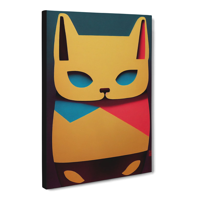 Maneki Neko Cat Cubism - Wrapped Canvas, 50cm H x 35cm W x 3cm D