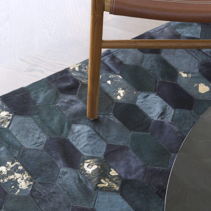 Cowhide Geometric Area Rug, Runner 2'7" x 6'6"