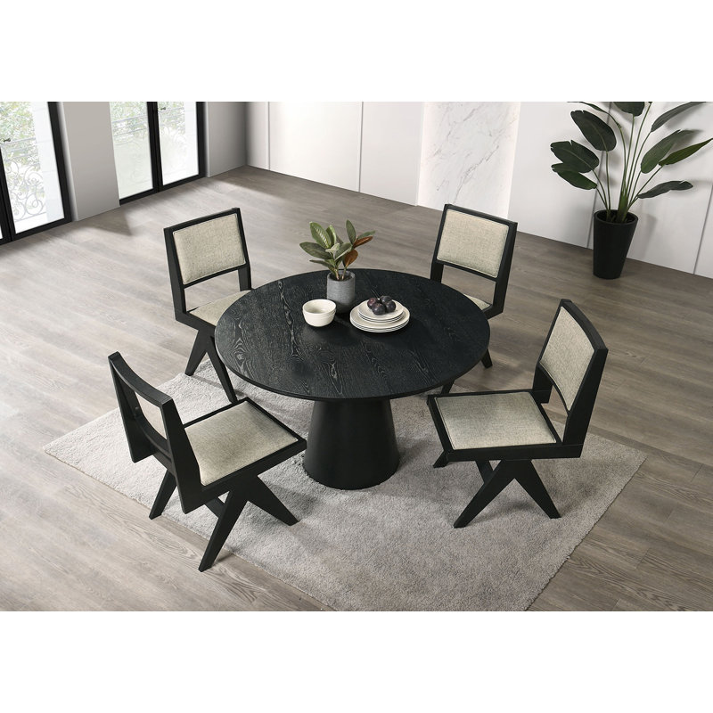 Table de salle à manger ronde contemporaine l 48,4 po, noir, H 30,50 po x L 48,4 po x l 48,4 po