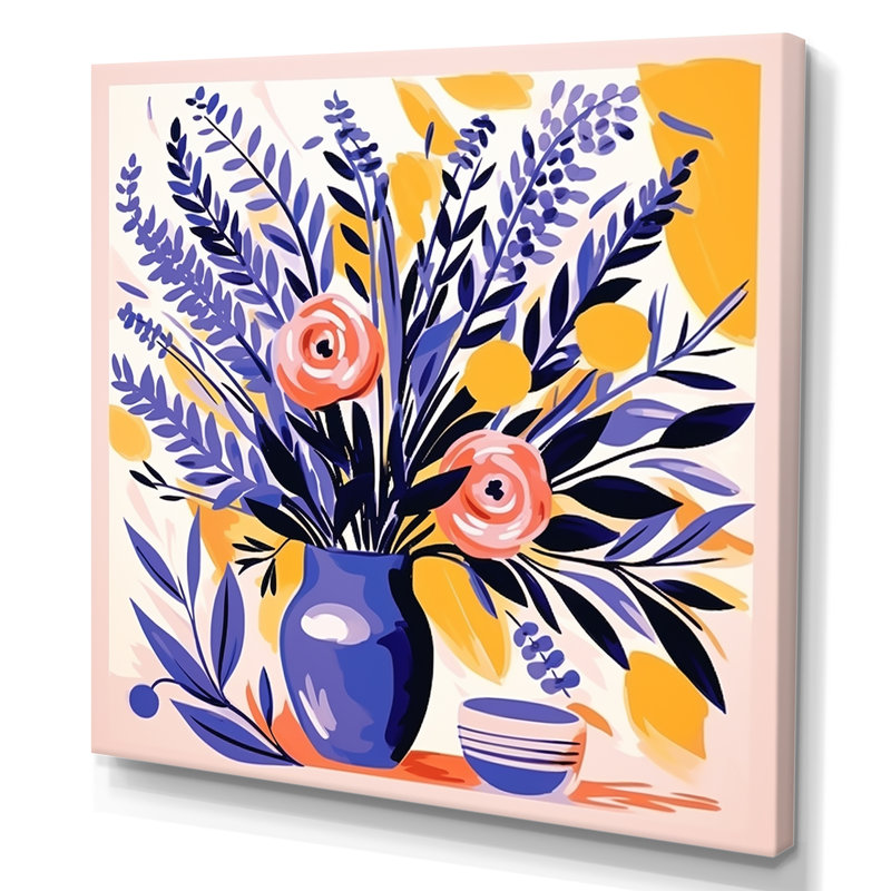 «Mauve Boho Pottery Blooms II - Boho Pottery», art mural, H 36 po x l 36 po x P 1,5 po, Toile tendue