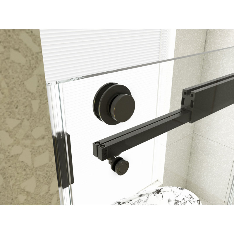 Porte de douche à double fermeture coulissante sans cadre l 56 po x l 76 po x H 76 po, porte en verre trempé épais de 3/8 po (10 mm) de type GSCG