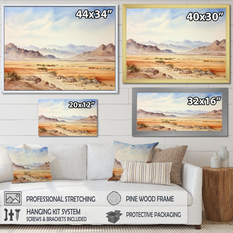 Ancien paysage désertique égyptien II - Égypte, art mural, Cadre flottant noir, H 24 po x l 32 po x P 1 po