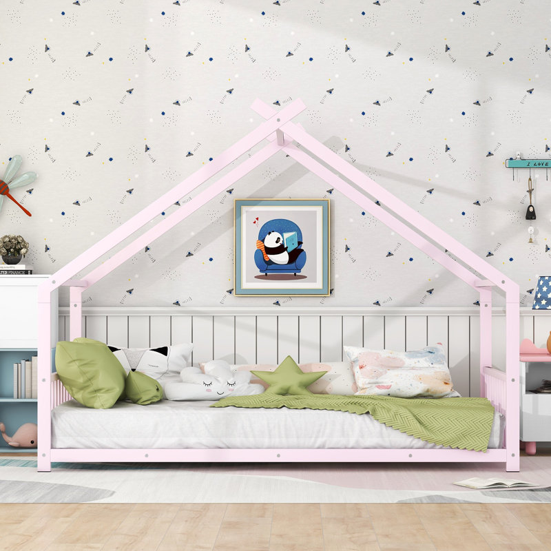 Tomita Metal House Bed, Pink, Twin