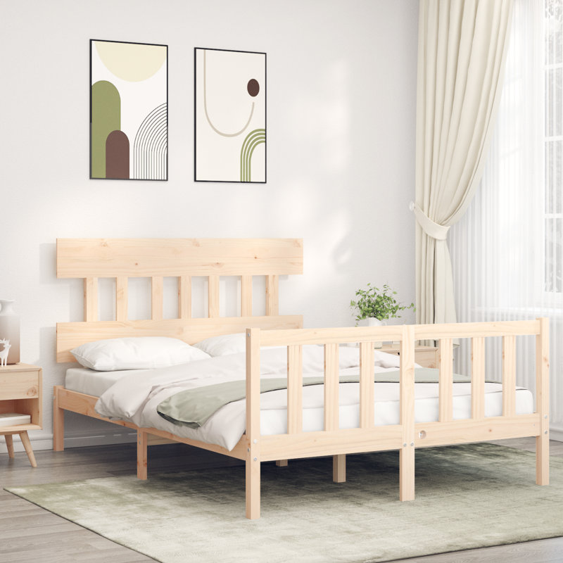 Bed Frame with Headboard, European Kingsize (160 x 200 cm), Brown