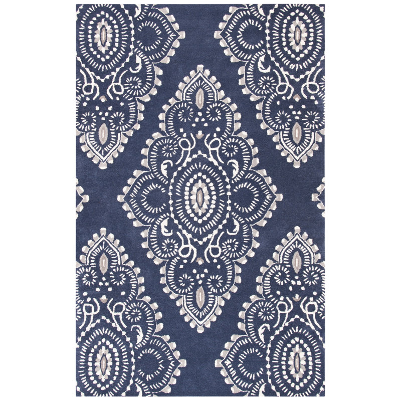 Kouerga bHand Tufted Wool Geometric Rug, Rectangle 2' x 3'