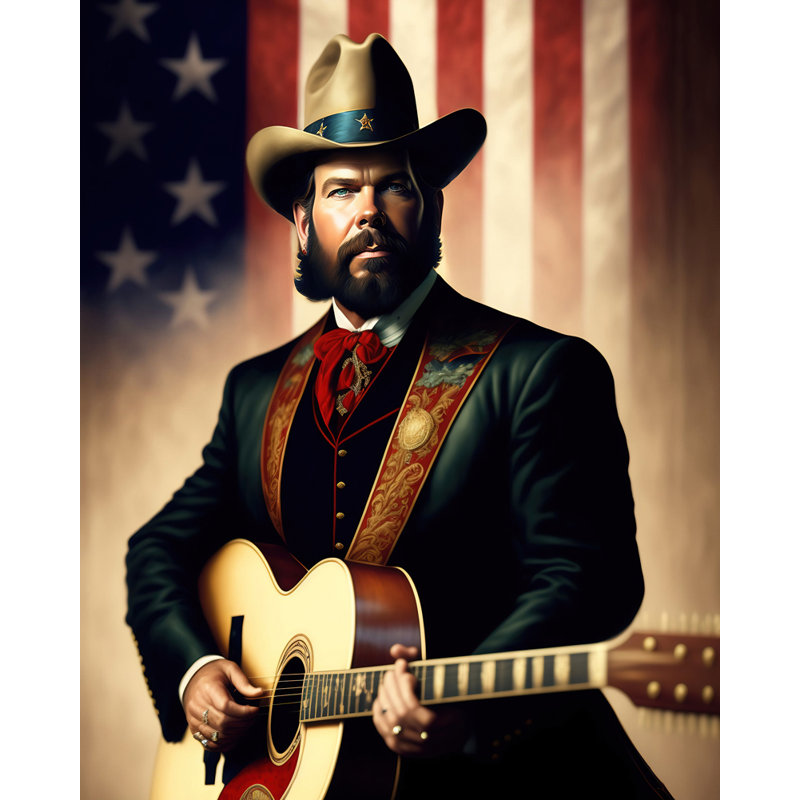 «Country Music Hank Williams Jr» par Stephen Chambers - photographie sur toile tendue, H 18 po x l 15 po x P 1,5 po