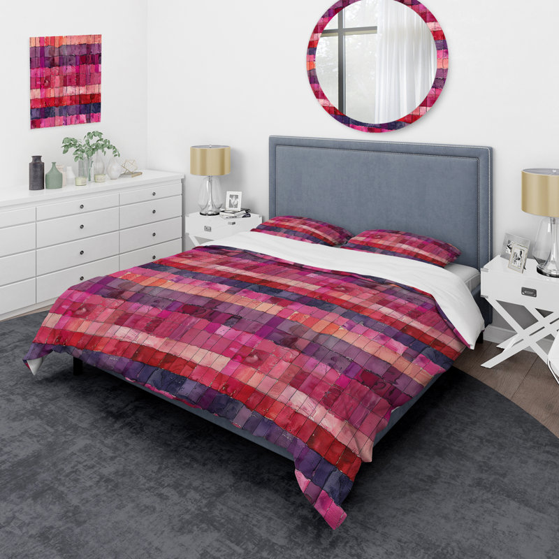 Ensemble de housse de couette transitionnel rose et mauve Glam I, Housse de couette très grand et 2 très grandes t