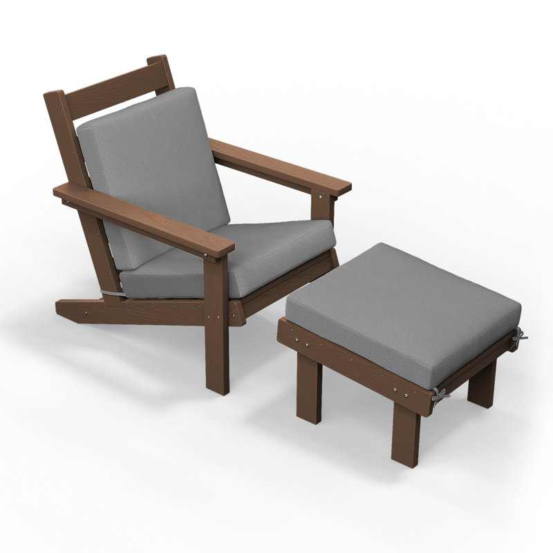 Chaise Adirondack en polyéthylène haute densité avec coussins et repose-pieds , Brun