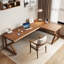 Bureau en bois massif en L noyer clair-1105744910-1105744907
