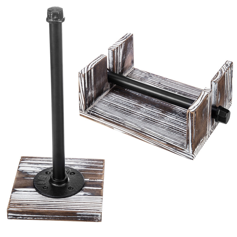 Wood Tabletop Paper Towel Holder, Black/Brown