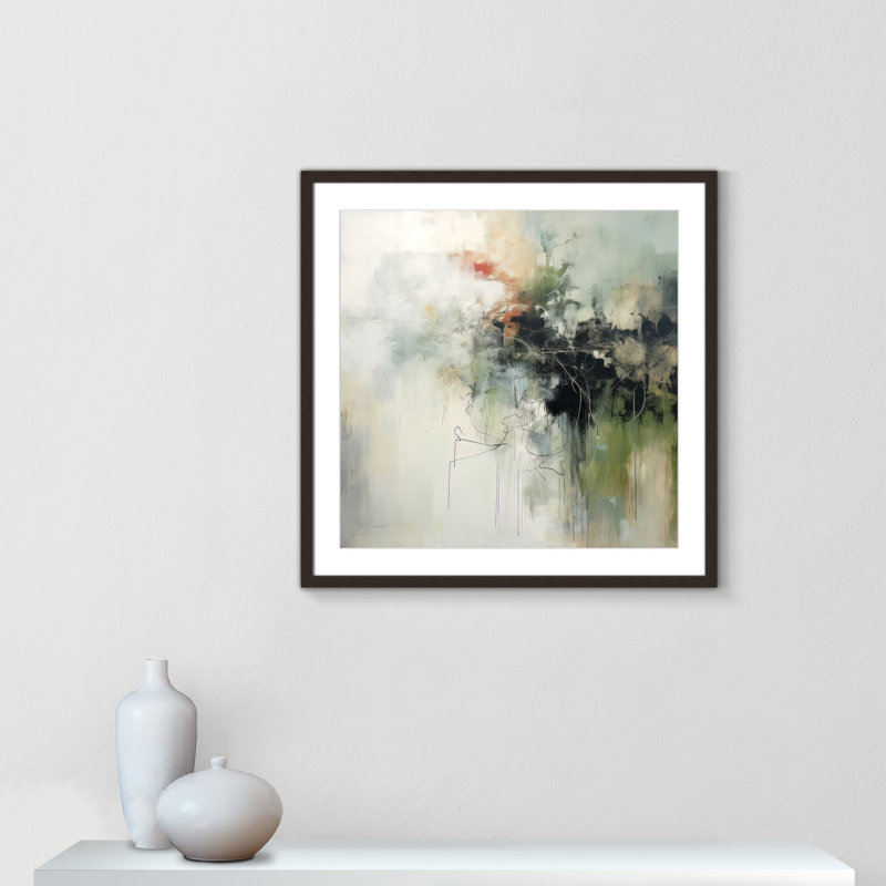 «Green Abstraction I Print» par Irena Orlov, Noyer à grain ouvert, L 27,5 po x H 27,5 po, Imprimé mat