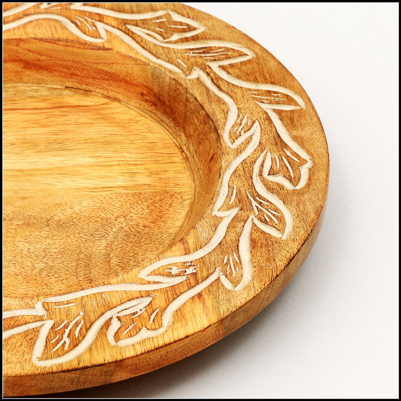 Assiette en bois fabriquée à la main 13 po | Napperon en bois | Vaisselle Artisan