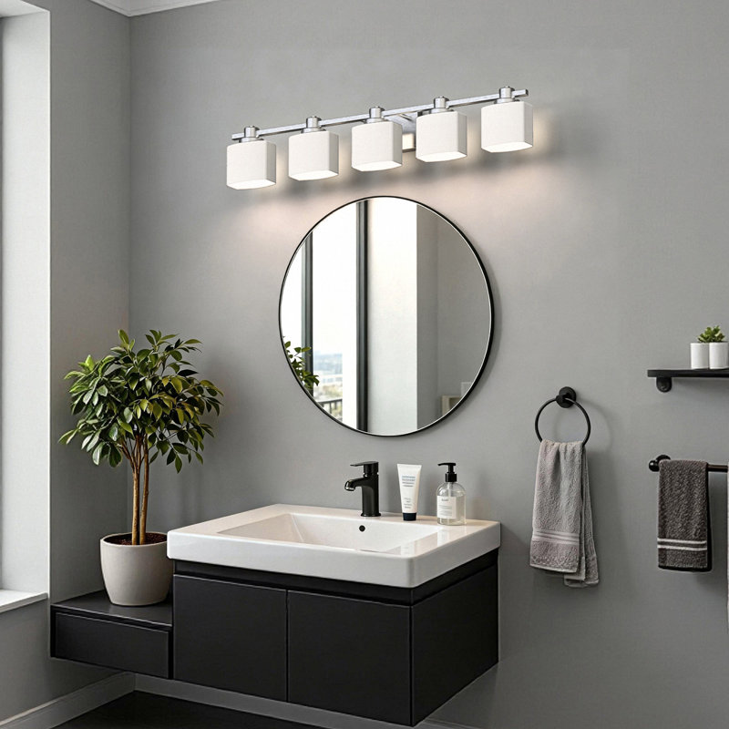 Éclairage pour meuble-lavabo à 5 lumières 40 pouces, 5 lumières, Chrome poli, 7" H x 39.8" W x 6" D