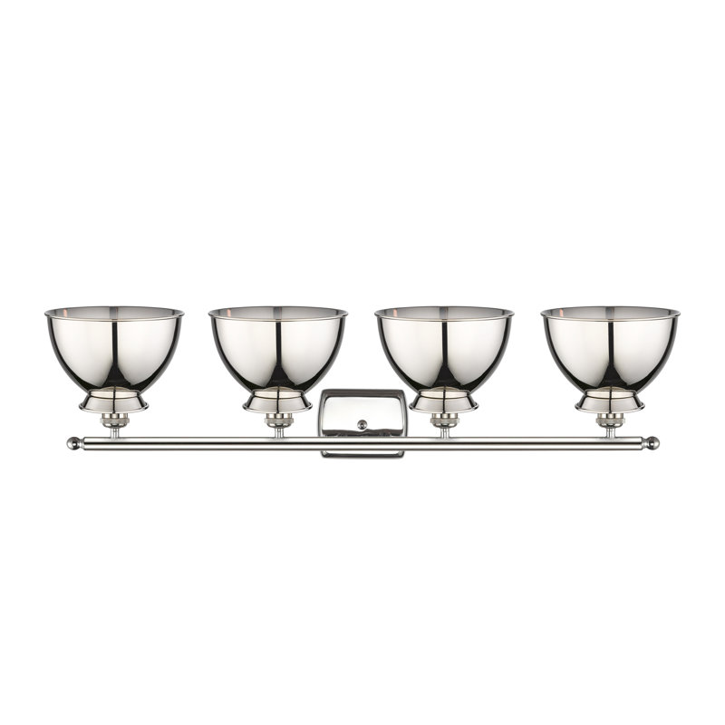 Éclairage pour meuble-lavabo à intensité variable à 4 lumières Arev, Nickel poli, Nickel poli, Ampoule non incluse