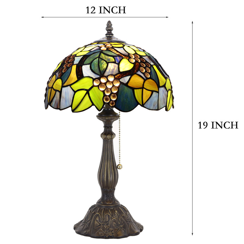 Tiffany Table Lamp Stained Glass Lamp 12X12X19 Inch Antique Reading Light (Amber Grape)