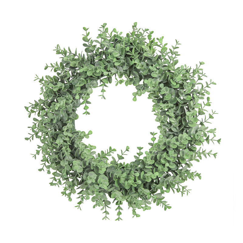 Couronne d'eucalyptus givré artificiel, H 16 po x l 16 po x P 3,25 po