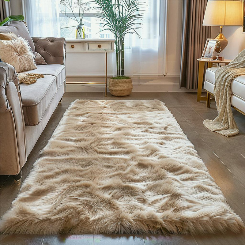 Tapis brun clair en polyester tissé à la machine Jefferey, Tapis de couloir 1 pi 11 po x 8 pi 1 po