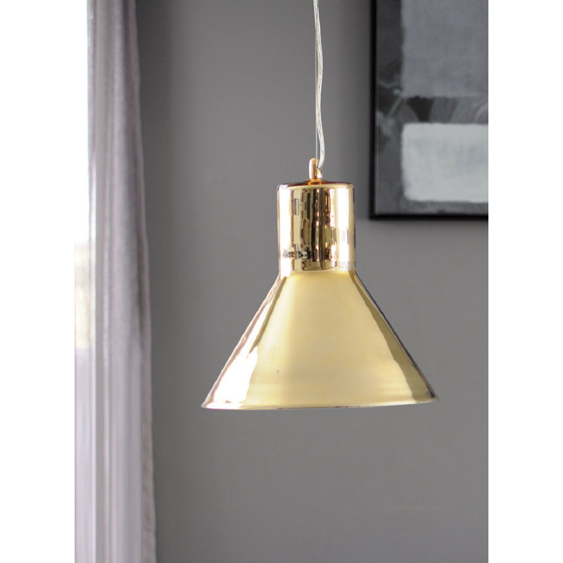 Boatwright 1 - Light White Cone Pendant, Mirror Gold
