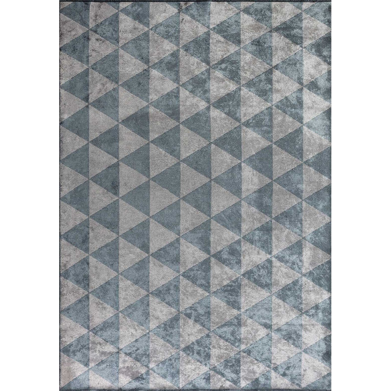 Rapture Silver/Blue Geometric Luxury Area Rug, Rectangle 7'10" x 11'2"
