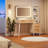 44" Vanity Desk with Mirror and Lights, Makeup Table with Fluted Storage Drawer, Cabinet, 3 LED Lights Modes, Power Outlet for Bedroom-1070474596-1050135791